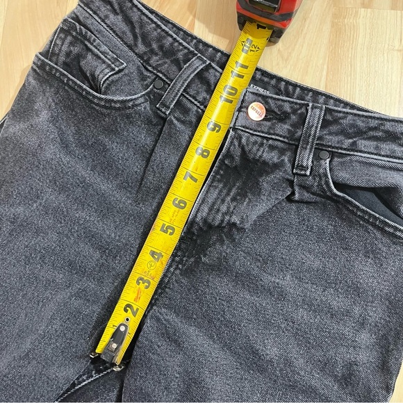 Express Black Relaxed High Waisted Tapered Denim Jeans Size 0S - Picture 4 of 9